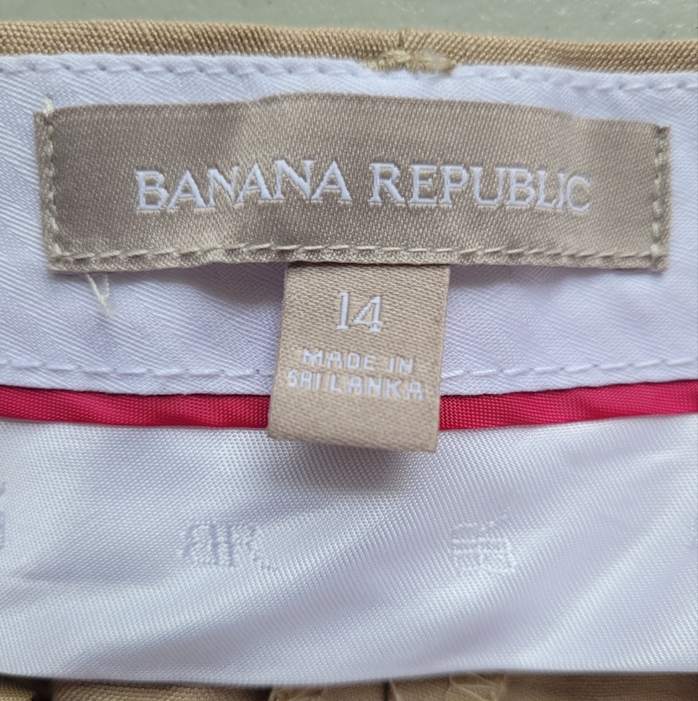 Linen Rayon Banana Republic Wide Leg Pants Beige Classic - Picture 2 of 8